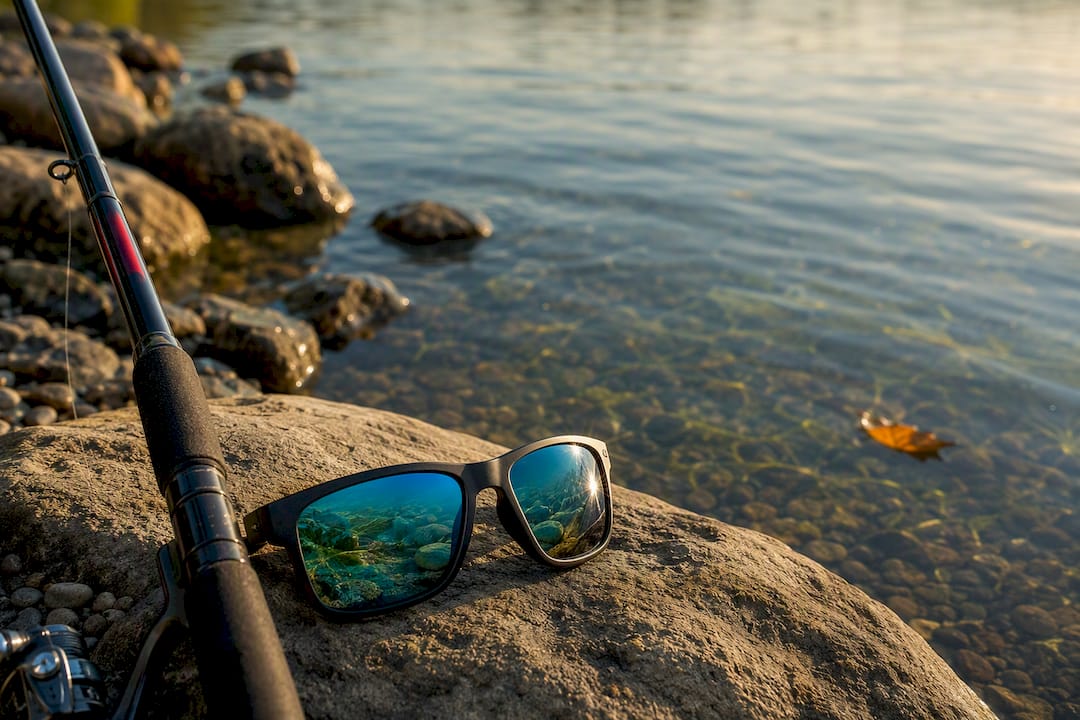 Polarized sunglasses revealing fish underwater