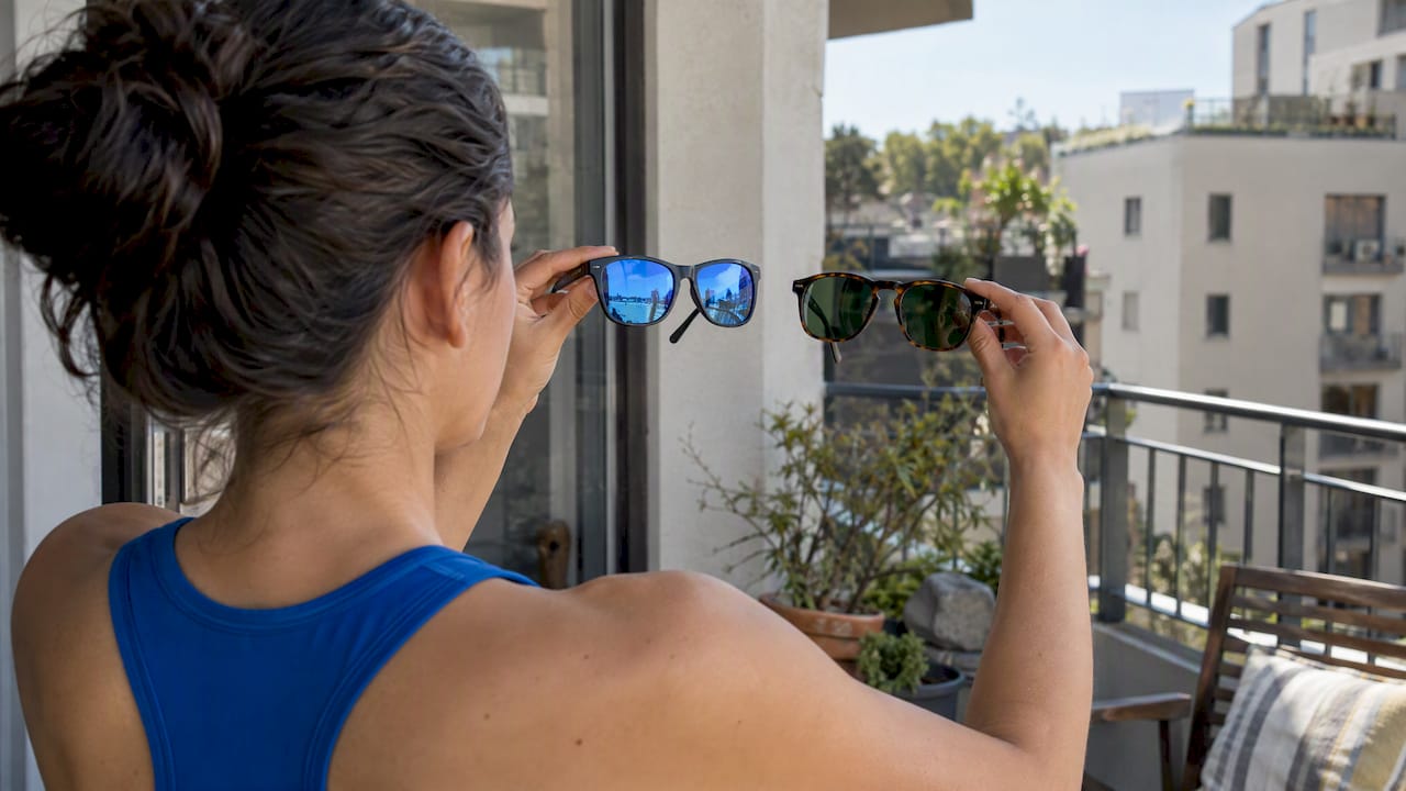Choosing between blue and green sunglass lenses